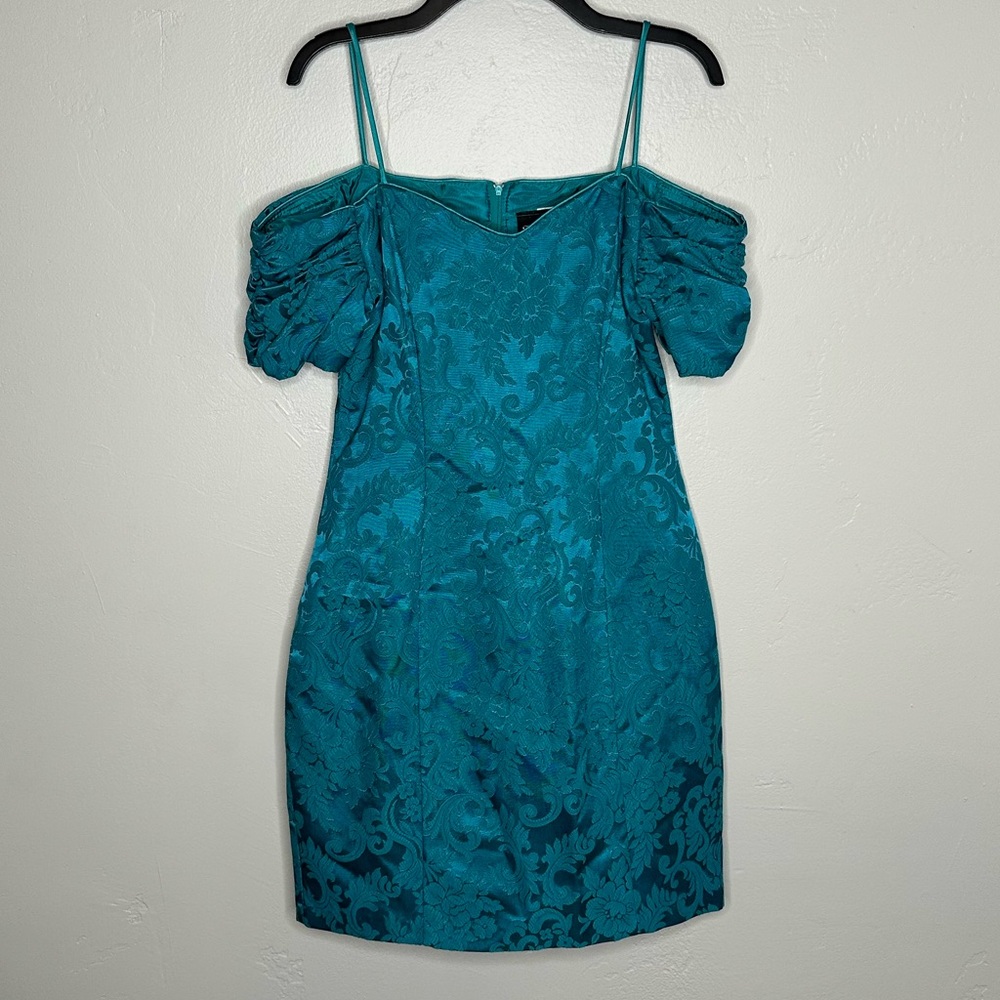Vintage 80’s Steppin' Out Blue Teal Floral Mini Dress